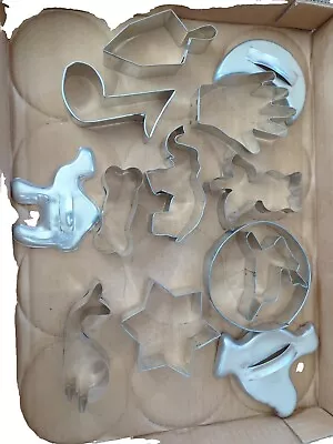  Cookie Cutters Lot Of 13 Vintage Aluminum Shapes And Figures GUC • $2.99