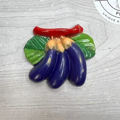 Vintage Fruit Vegetable Eggplants Trio 3D Fridge Kitchen Home Decor Used • £4.33