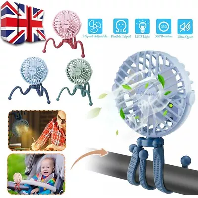 £8.85 • Buy 3-Speeds USB Rechargeable Mini Cooling Fan Clip On Desk Baby Stroller Portable