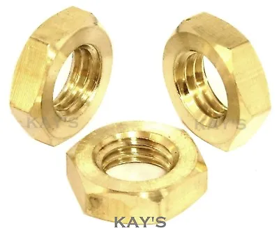 Solid Brass Hexagon Thin Half Lock Nuts For Metric Bolts & Screws M45681012 • £3.46