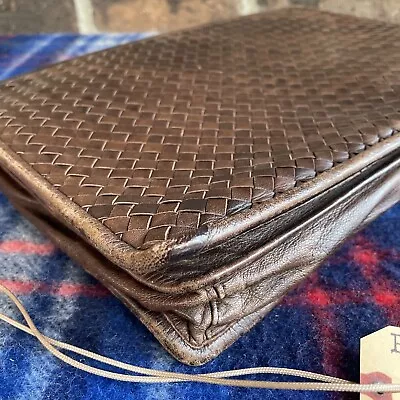 Rare Vintage Intrecciato Lambskin Leather Macbook Ipad Portfolio Case Bag R$1998 • $1057.25