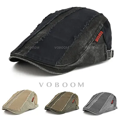 VOBOOM Mans 100% Cotton Distressed Ivy Caps Newsboy Caps Cabbie Hat Gatsby Hat • $8.99