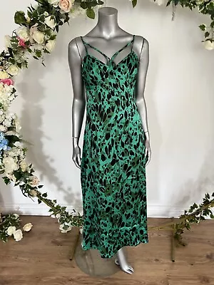£14.99 • Buy Influence Dress Size 10 Green Leopard Print Strappy Cut Out Midi Dress New LJ50