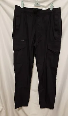 Calvin Klein Cargo Pants Men Sz Medium Black Drawstring Tapered • $24.99