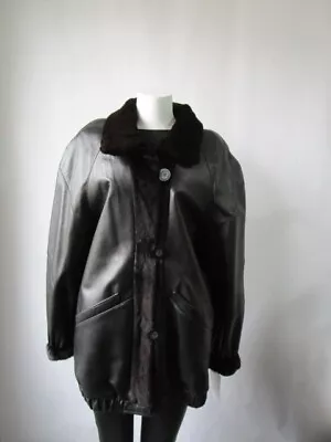 Women's Sz 10 NEW Reversible Black Leather / Sheared Mink Fur Coat Jacket • $595