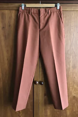 Prada Womens Smart Slim Cropped Trousers Size 38 25.5” Leg Warm Coral/Brown VGC • £115