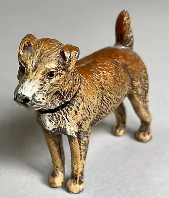 Vintage Antique Painted METAL DOG TERRIER Standing Figure Figurine GERMANY • $20