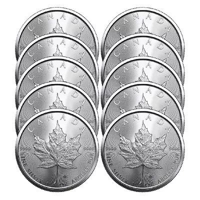 Lot Of 10 - 2023 $5 Silver Canadian Maple Leaf 1 Oz BU • $312.47