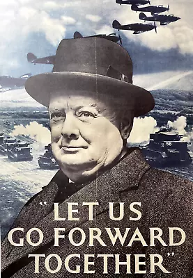 Reissue British War Time Propaganda Poster - The Telegraph - Go Forward Together • £20