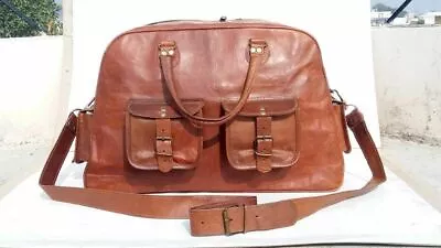 Women's New Vintage Leather Travel Luggage Duffel Shoulder Gym Weekend Bag • $108.49