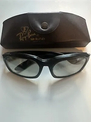 Vintage 1960s Ray-Ban Chalet Sunglasses + Case Scrip Lenses Black Frames • $169.83