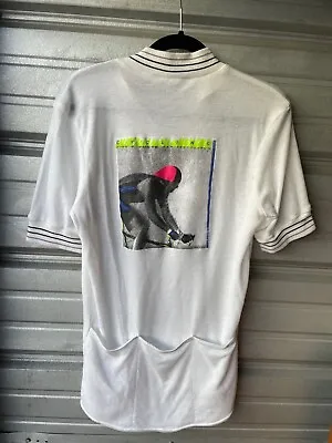 Vintage 1970's/1980's HIND 1/4 Zip White Neon Cycling Jersey Size Men's M/L • $29.95