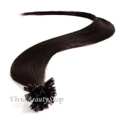 50 Pre Glued Bond U Tip Straight Remy Human Long Hair Extensions Off Black #1B • $69.99