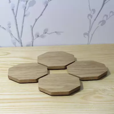 Hand Crafted Solid Oak Wood Hexagonal Coasters With Non Slip Feet - Set Of 4 • £20