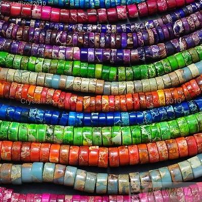 Natural Sea Sediment Jasper Gemstone Heishi Spacer Loose Beads 4mm 6mm 8mm 16  • $5.28