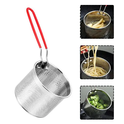  Stainless Steel Fry Basket Mesh Spider Strainer Oil Frying Griddle • £11.51