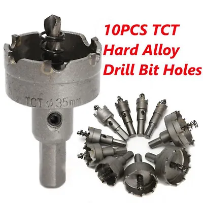 10PC TCT Hole Saw Set Carbide Hole Saw Kit(16-53mm) For Stainless Steel Metal • $21.68