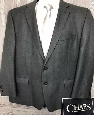 Chaps Mens Grey Geometric Poly/Rayon 2 Button Sport Coat Jacket 48R (t4) • $40