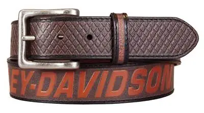 Harley-Davidson Men's Free Rein American Flag Brown Leather Belt- Antique Nickel • $49.95