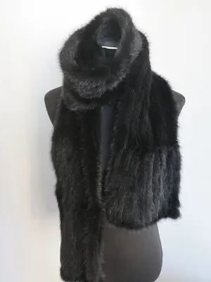 Braid Real Mink Fur  Scarf  178*16 Cm Black Neck Wrap Handmade Unisex Gift Cape • $64