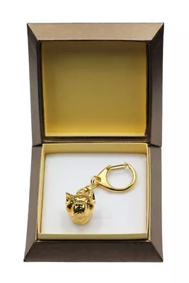 Amstaff Type 4 - Gold Covered Keyring With Image Of A Dog In Box Art Dog AU • $127.11