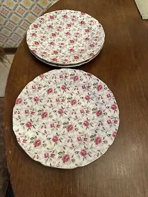 4 Lefton China Rosebud Chintz Dinner Plates Hand Painted #659R Japan 9.25  • $39