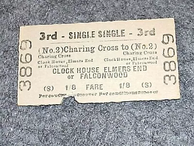 Railway. Ticket.  3rd Single. No 2 Charing Cross-Clock House Elmers End Etc • £0.70