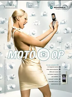 2004 Magazine AD New MOTOROLA V710 Cell Phone Expressive Blonde Model 031820 • $7