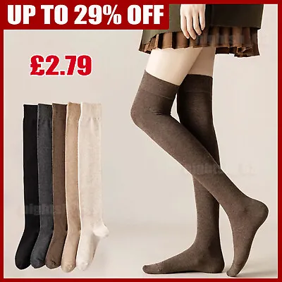 Women Knit Thigh-High Over The Knee Socks Winter Warm Long Pile Wool Stockings A • £3.78