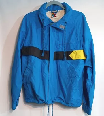 Vintage 90s Newport Blue Nautical Sailing Windbreaker Jacket Blue Yellow Black • $24.95