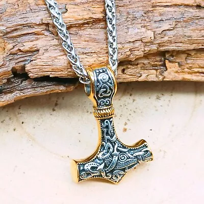 Stainless Steel Thors Hammer Necklace Viking Mjolnir Necklace Thor Necklace • £8.95