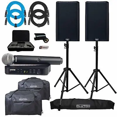 QSC K12.2 12  Powered Active DJ PA Speakers + BLX24/SM58 Wireless Mic System ... • $2126.40