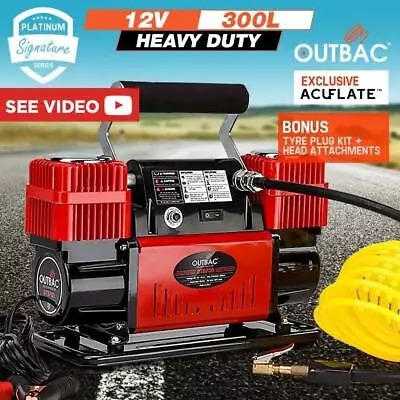 OUTBAC Portable Air Compressor 100PSI 12V 300L Automatic Tyre Inflator/Deflator  • $193