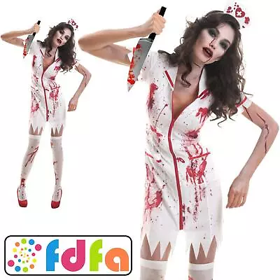 Amscan Zombie Nurse Uniform Halloween Ladies Adults Fancy Dress Costume • £18.39