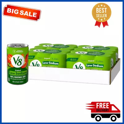 V8 Low Sodium Original 100% Vegetable Juice 5.5 Oz. Can (Total Of 24) • $19.85