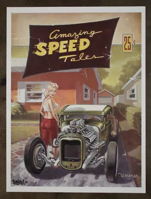 Out Of Print Signed Keith WEESNER Poster Vtg 1930 1931 Ford Hot Rod HEMI V8 Oop • $189.89