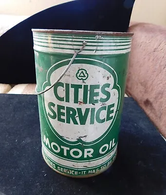 Cities Service 5 Quarts Motor Oil Opened Can • $50