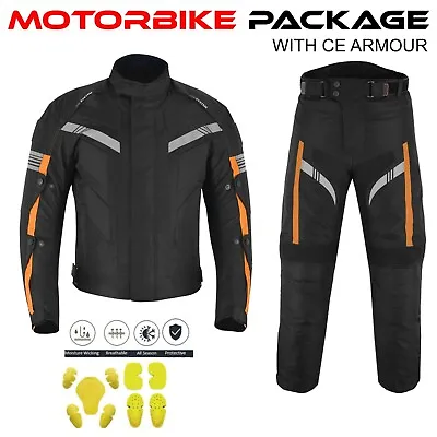 Motorbike Suit Motorcycle Men Jacket Trousers Waterproof CE Armour Racing Rider • $125.31