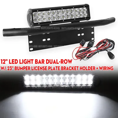 23'' Bull Bar Bumper License Plate Bracket Holder & 12 Inch LED Light & Wire Kit • $46.99