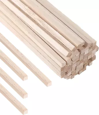 60-Pack 12” X 1/4” X 1/4” Square Wood Dowel Rods - Hardwood Square Sticks For - • $15.13