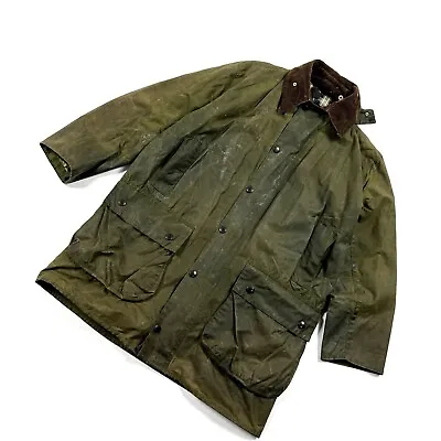 $130 • Buy Vintage Men’s Barbour A200 Border Green Waxed Jacket Wax Coat Size M / C40/102cm