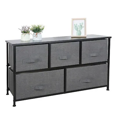 5 Drawers Wide Storage Dresser Cabinet Clothes Drawers Tower Unit For Beaoom • $40.58