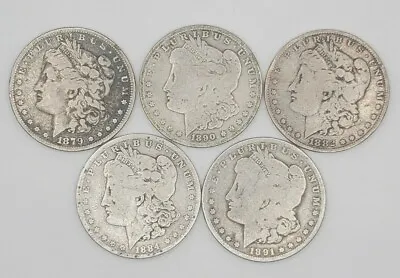 1878-1904 Morgan Silver Dollar Cull Lot Pre-1921 Mix Dates 5 Coins Average Circ • $153.95