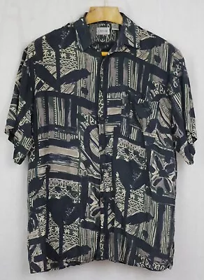 Men's Vintage 100% Silk Abstract Geomtric Pattern Shirt By Cezar XL • $15