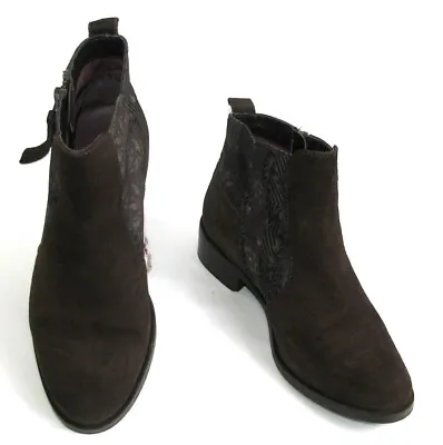 £41.84 • Buy Desigual Boots Lady Horse Riders Leather Suede Brown And Textile Zip 37 Mint