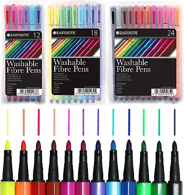 12/18/24 Easynote Washable Coloured Fibre Pens Felt Tips Markers Colouring Set • £2.99