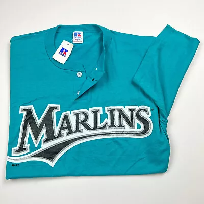 Florida Marlins Baseball T-Shirt - Russell Athletic - Blue - LARGE • $24