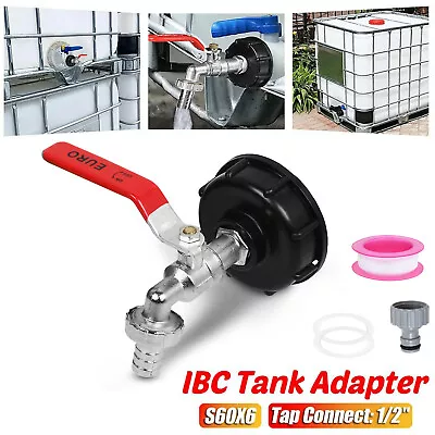 IBC Tank Adapter Connector To Garden Tap With 1/2  Hose Fitting Fuel Water S60x6 • £7.99
