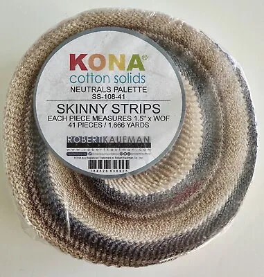 KONA 1.5  Skinny Strips Robert Kaufman Cotton Solids Neutrals Palette • $21.99