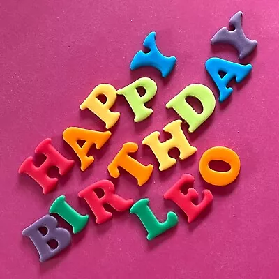 Edible 2.5cm LETTERS NUMBERS BRIGHT COLOURS Birthday Cake Topper Rainbow Any Age • £4